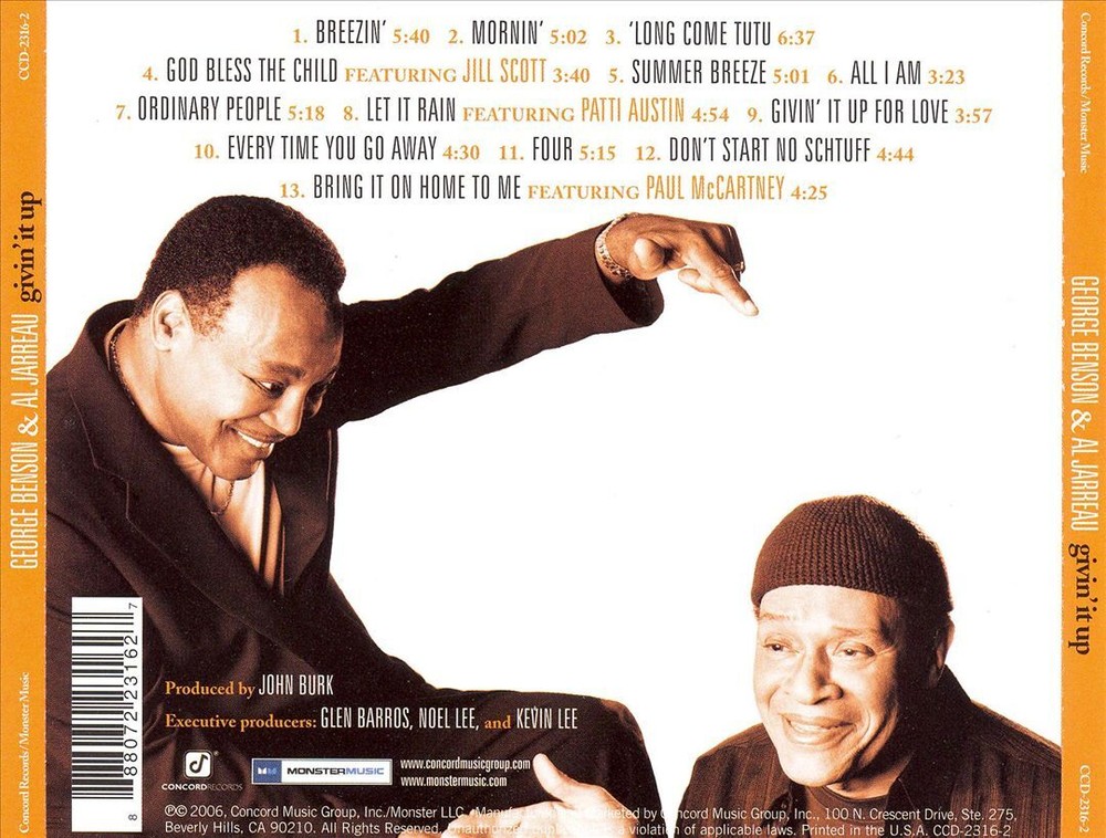 GEORGE BENSON & AL JARREAU GIVIN' IT UP NEW CD
