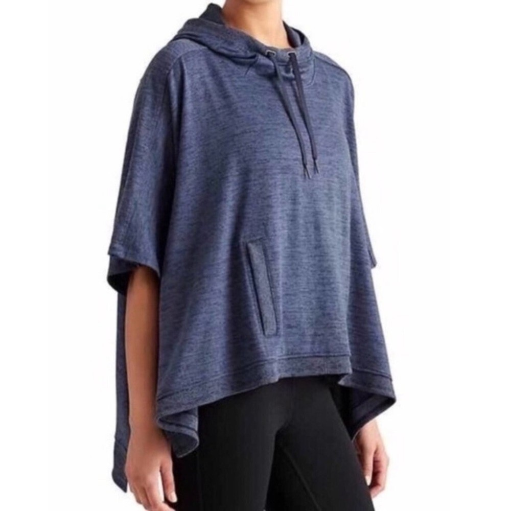 Oversized blue hooded poncho by Athleta Blissful in plus size