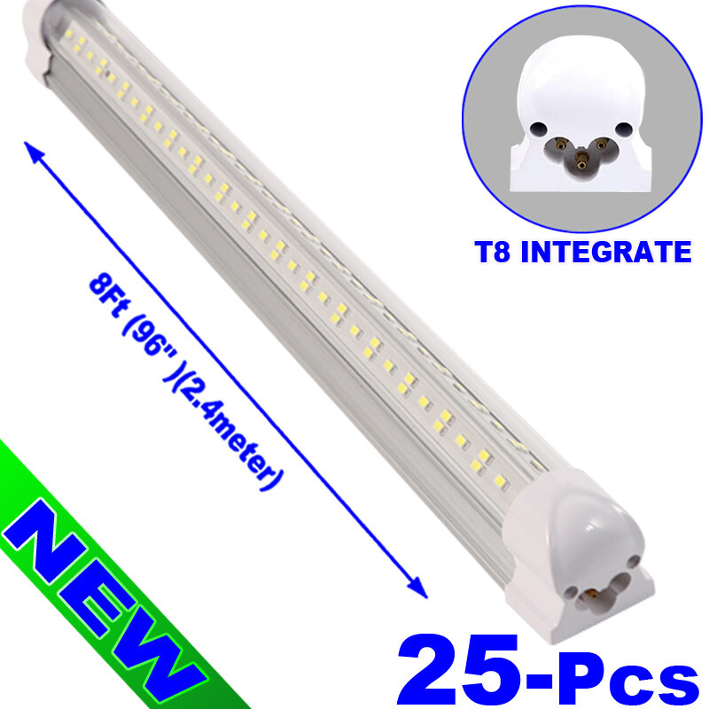 8Foot LED Shop Lights 144W 8Ft Led Tube Light Fixture 8' T8 Integrated Bulb 25P