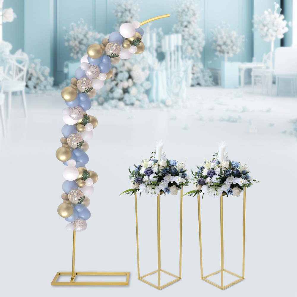 Wedding Arch Stand with 2 Flower Stands for Party Backdrop