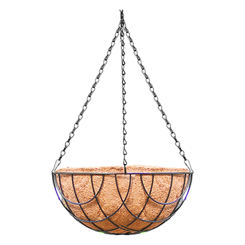 Hanging Basket Planter for Outdoor Plants Metal Hanging Coco Coir Liner Planter