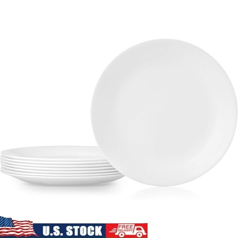 Vitrelle Glass Dinner Plates Microwave Safe Durable Classic Design New