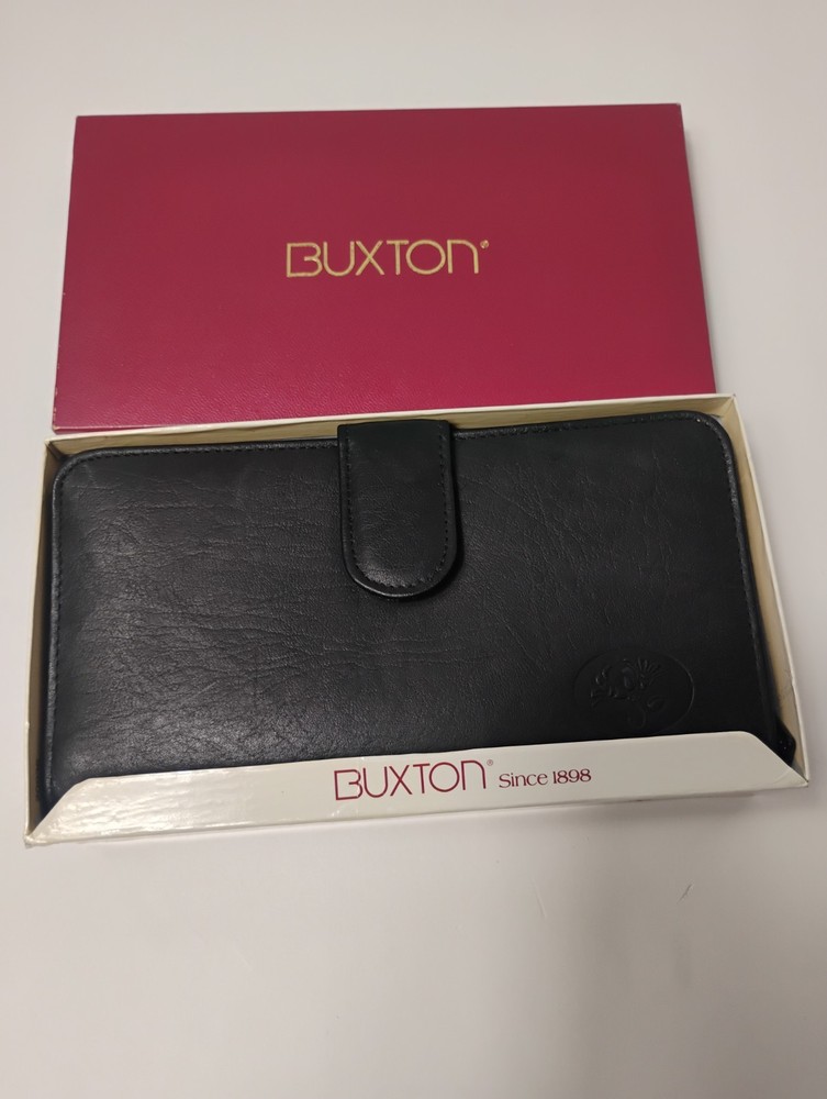 Buxton Heiress Black Leather Checkbook Wallet Buxton Ensemble Clutch