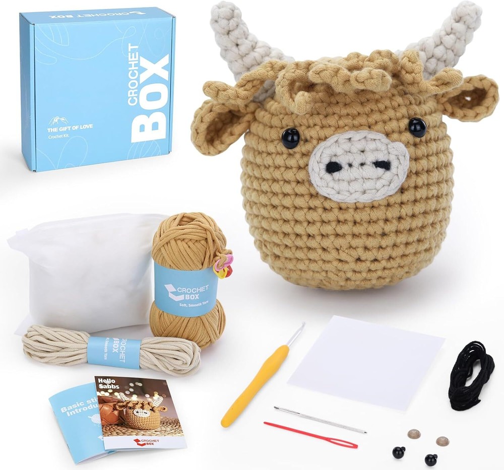 Crochet Kit for Beginners: Highland Cow Kit, Learn to Crochet, Yak