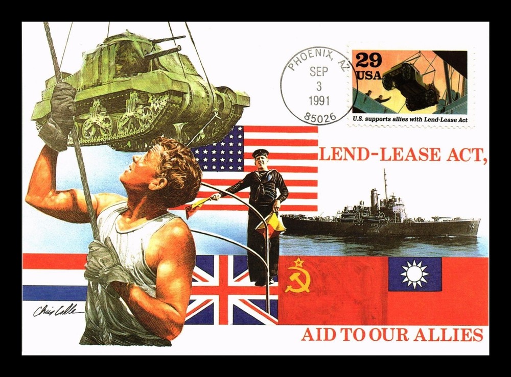DR JIM STAMPS US MAXIMUM CARD LEND-LEASE ACT WWII FIRST DAY OF ISSUE