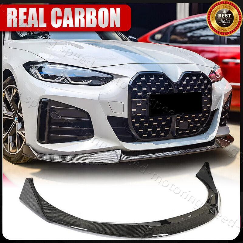REAL CARBON Front Bumper Lip Spoiler For BMW G26 M440i i4 M50 M Sport 2021-2023