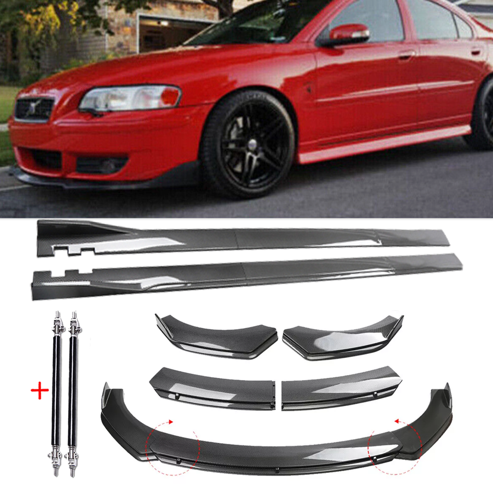 Volvo S40 S60 S70 S80 Front Lip Bumper Spoiler & Carbon Fiber Side Skirt