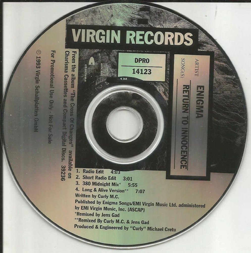 ENIGMA Return to Innocence CD Single 4TRX REMIXES & EDITS PROMO DJ