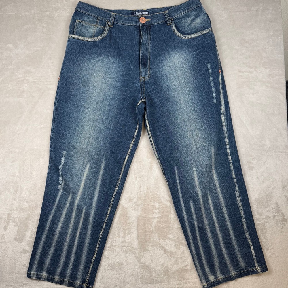 Raw Blue Mens Blue VTG Y2K Denim Jeans Size 42×33 Distressed