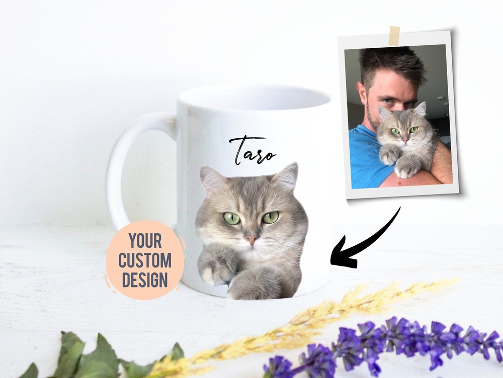 Custom Cat Photo Mug Pet Portrait Personalized Cat Lovers Mug Cat Owner Gift Cat