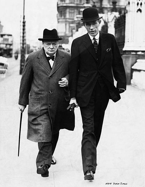 Sir Winston Churchill walks to Parliament with the Foreign Ministe- Old Photo