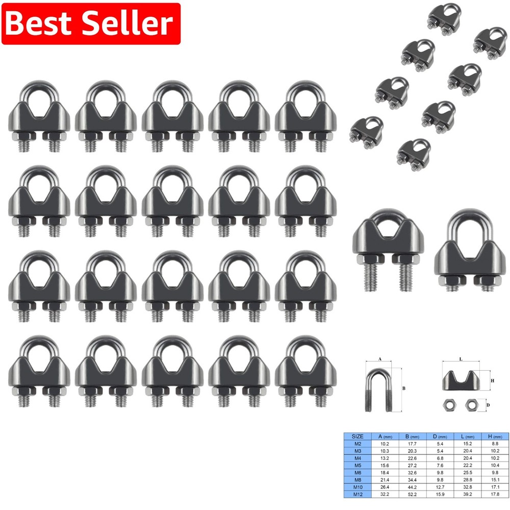 20PCS 1/8 Inch M3 Stainless Steel Cable Clip Clamp - Corrosion Resistant Set
