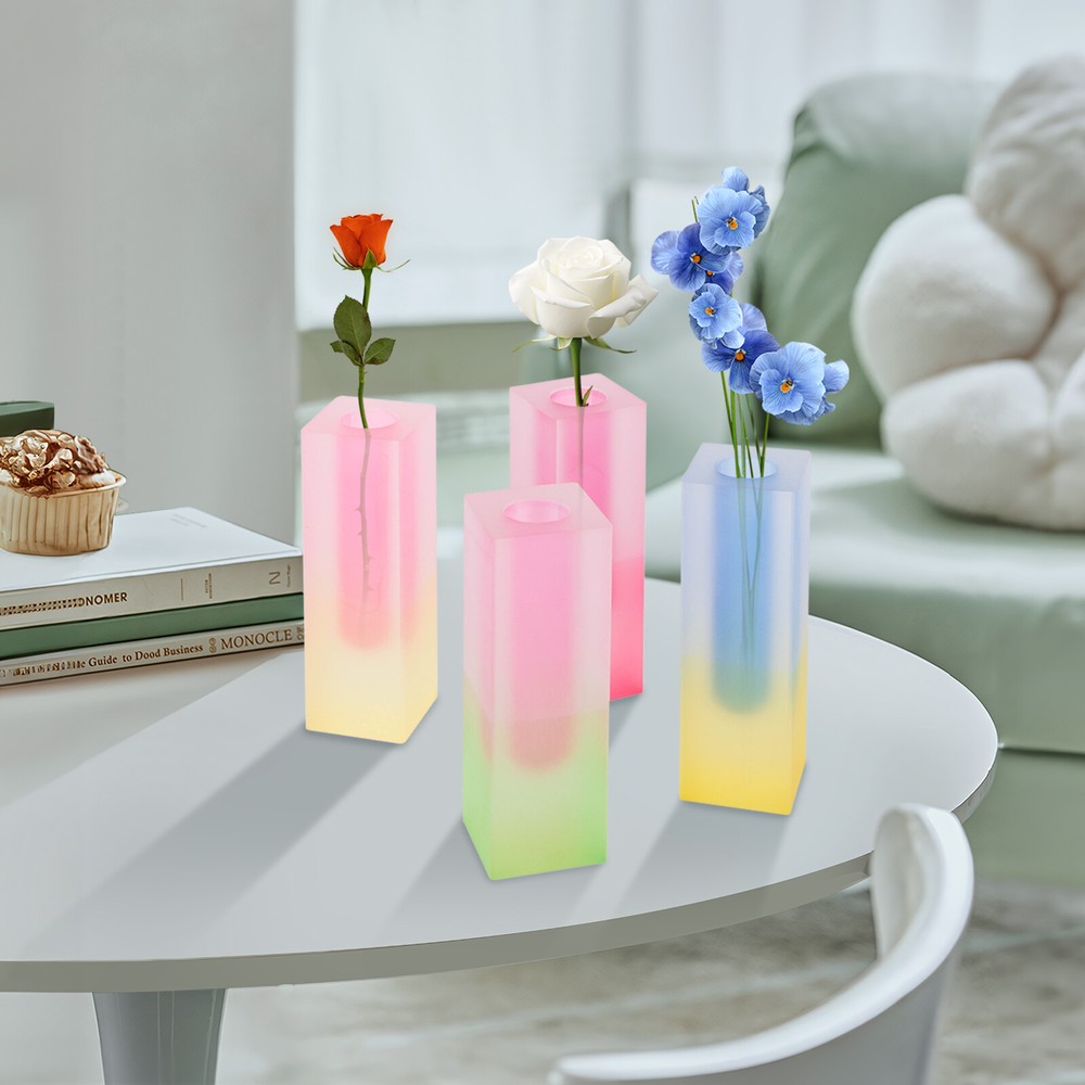 4 PCs Acrylic Vase Gradient Color Desktop Flower Vase Home Decor 22*13*13cm