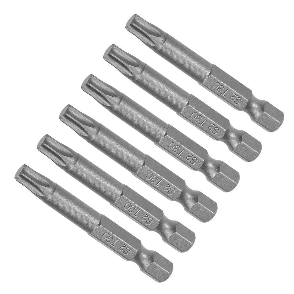 T30 Torx Screwdriver Bit Set 6Pcs 2 Inch Steel 1/4 Hex Shank