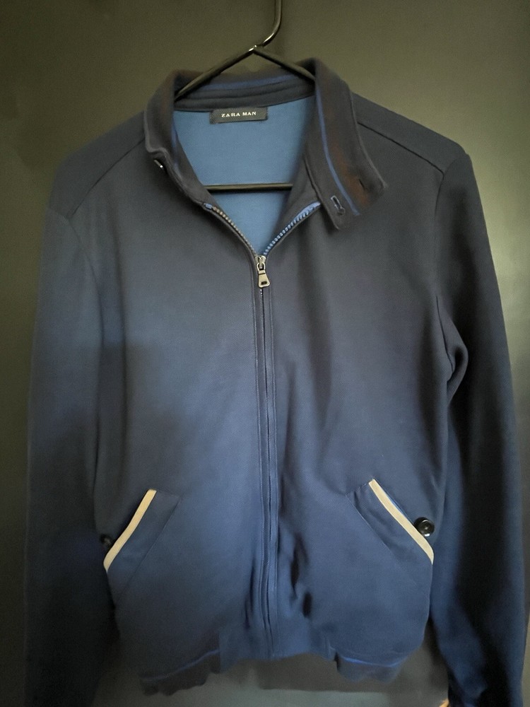 Zara Man Men’s M Jacket - Blue With Tan Elbow Patches - Great Shape