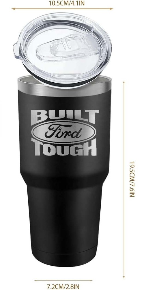 FORD BUILT THOUGH LOGO , 30 OZ ENGRAVED TUMBLER PERSONALIZE AVAILABLE FREE