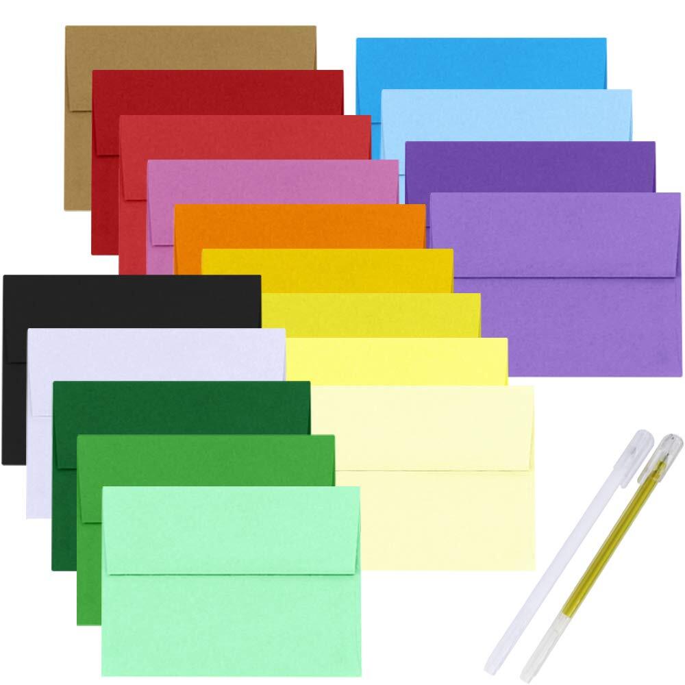 90 Pack 18 Colors A7 Invitation Envelopes Peel & Seal Self Seal 5 1/4 x 7 1/4...