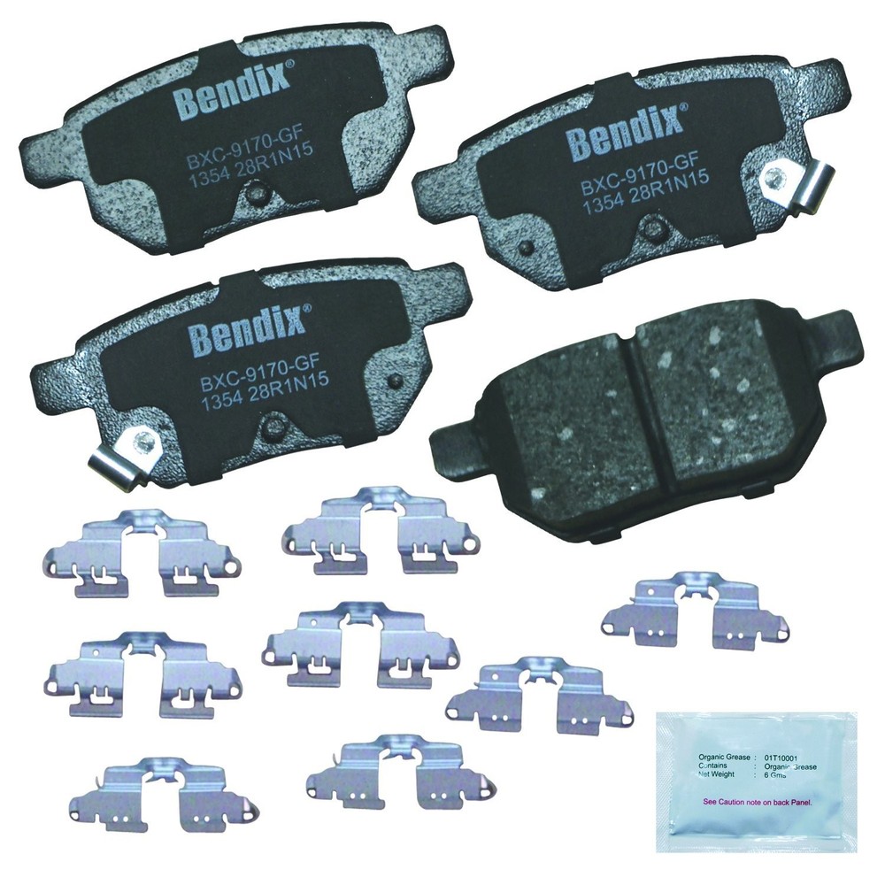Bendix Priority1 CFC1354 Ceramic Rear Brake Pads for Select CFC1354, Metallic