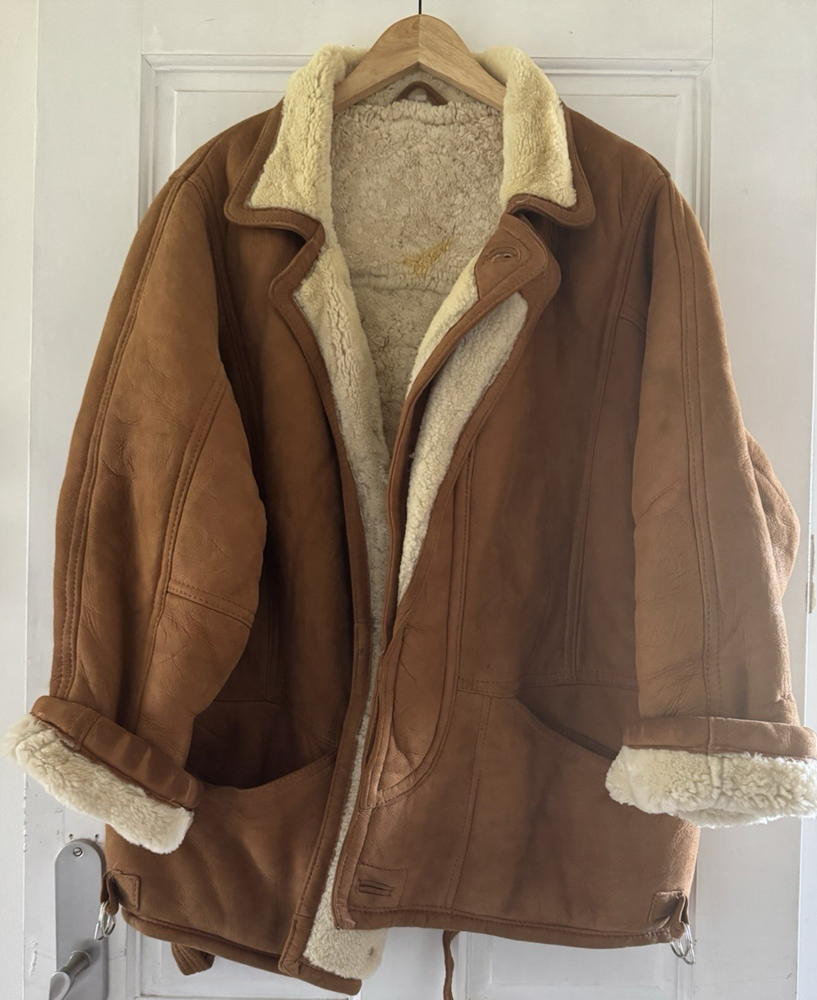 REAL SHEARLING SHEEPSKIN COAT Size Large 42