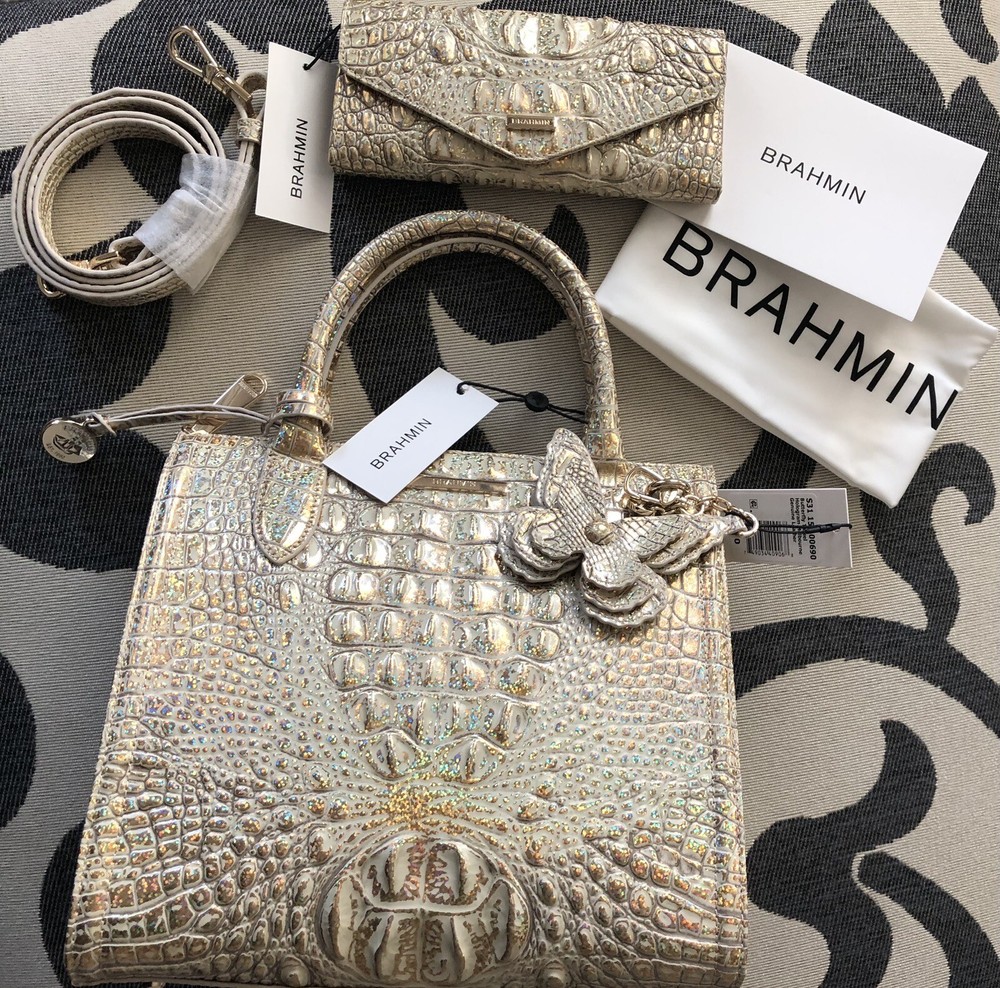Brahmin Hologram Sm Caroline Crossbody with Butterfly Tassel and Veronica Wallet New With Tags Stunning