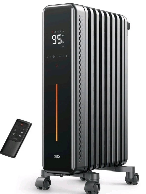 Oil Filled Radiator Heater for Large Rooms with Remote and Adjustable Thermostat