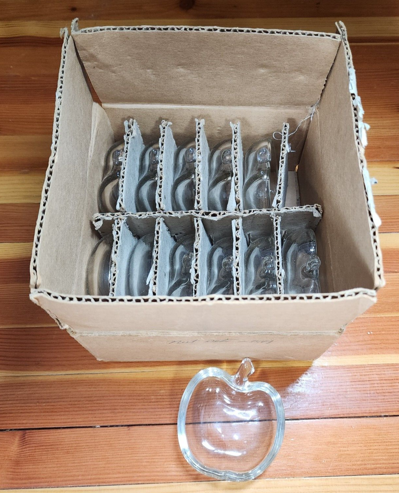 One Dozen/Case MCM Hazel Atlas Apple Shaped Nut Dishes 1947 NOS in original box