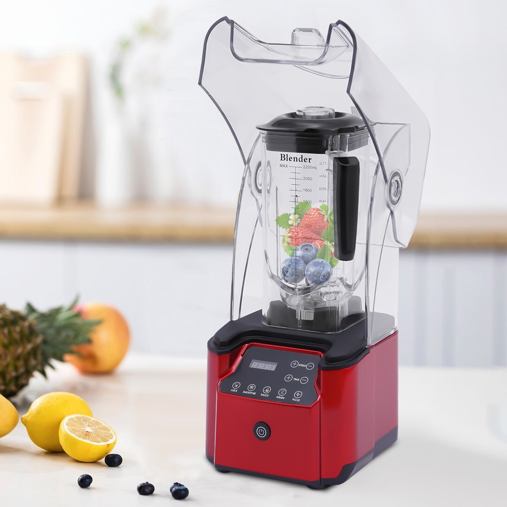 Professional Commercial Blender W/ Shield Quiet Sound Enclosure & Timer 2.2L