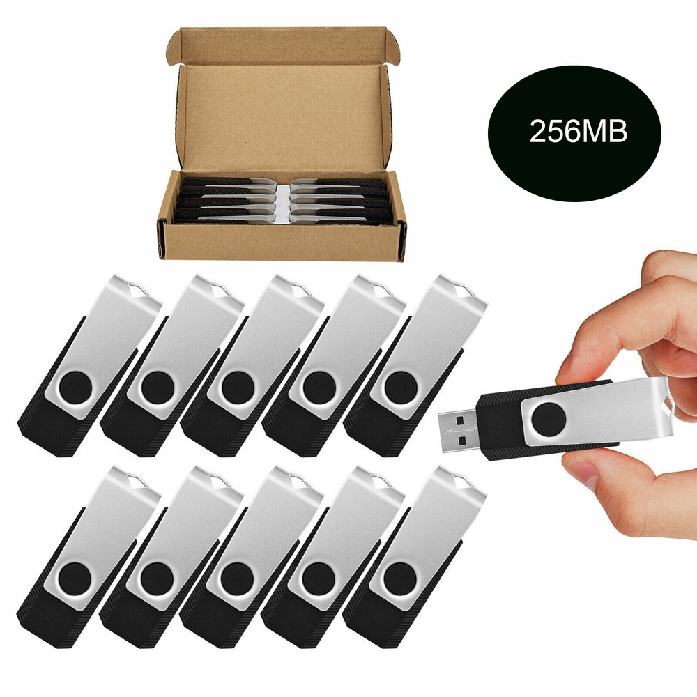 Wholesale Sale 10/ 30/ 50/100pcs 256MB Metal Swivel USB Flash Drive Memory Stick-image