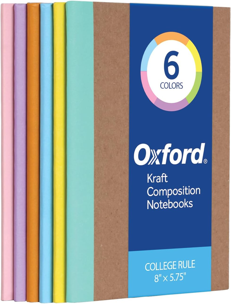 Oxford Composition Notebook 6 Pack, Notebooks for School, School Supplies, Colle
