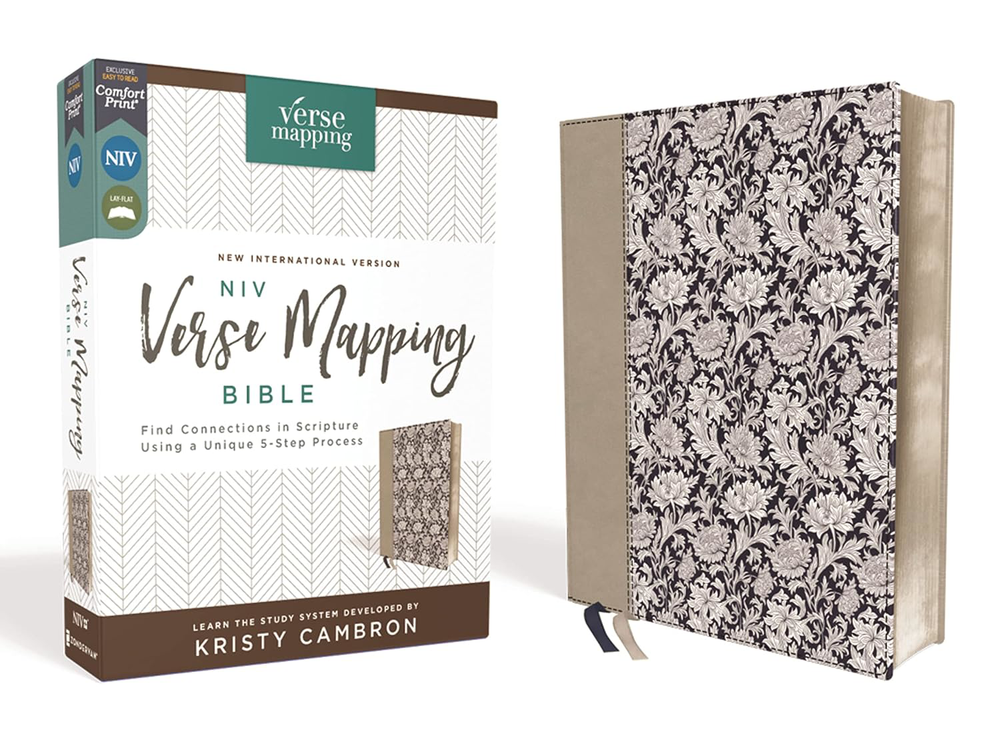 NIV Verse Mapping Bible Leathersoft Navy Floral Comfort Print with 5-Step Study Guide  