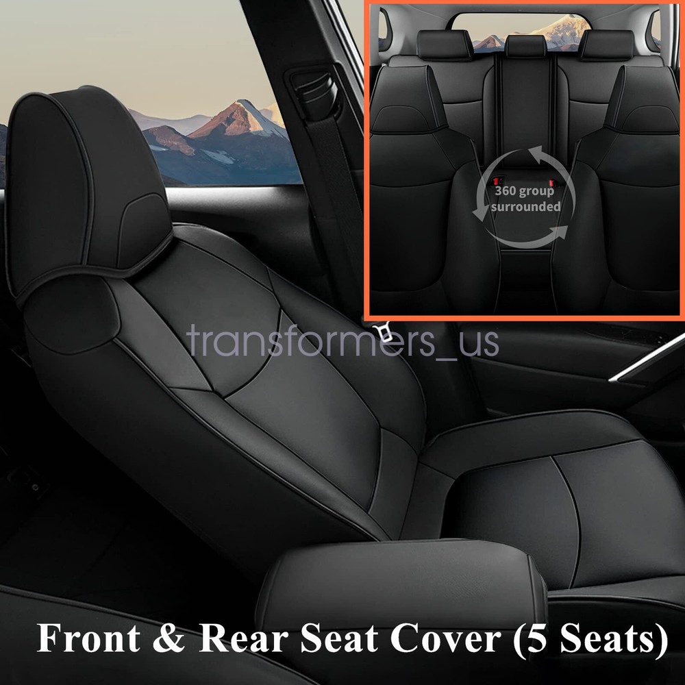 New- Car Seat Cover Faux Leather Auto 5-Seat Cushion For Toyota RAV4 2019 - 2023