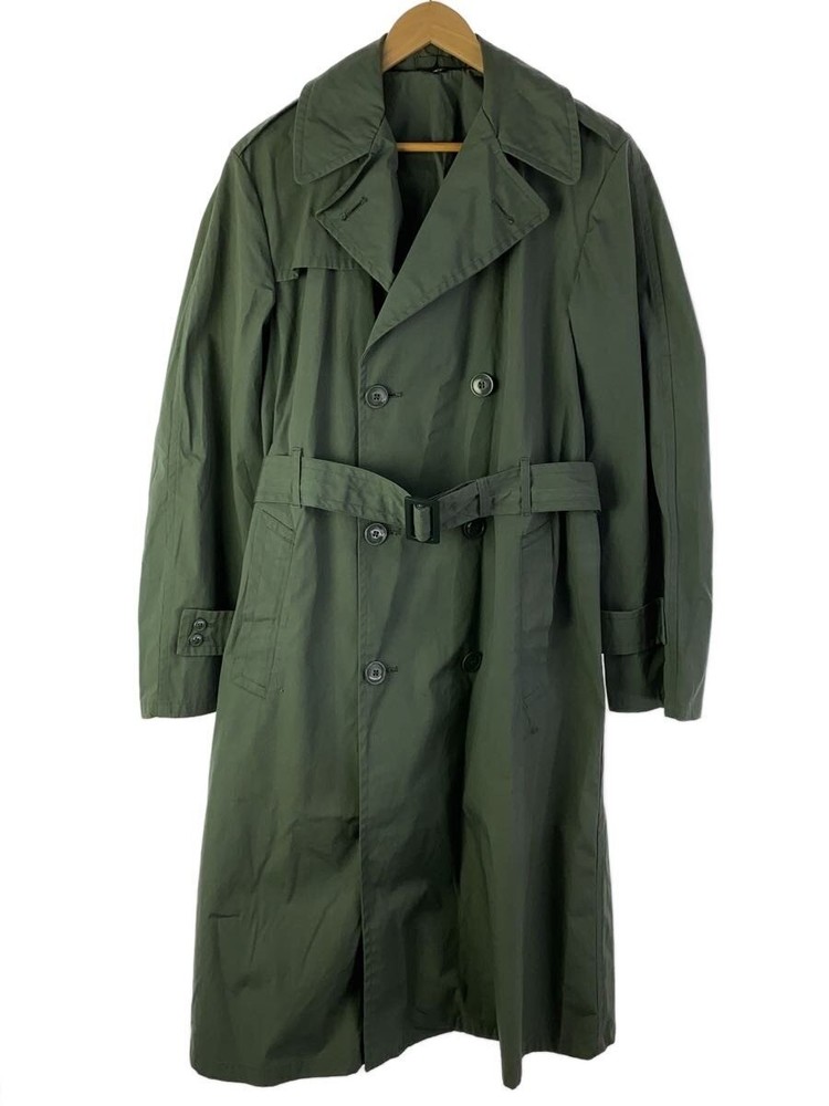Military Trench Coat/Free/Cotton/Grn/Plain 3944