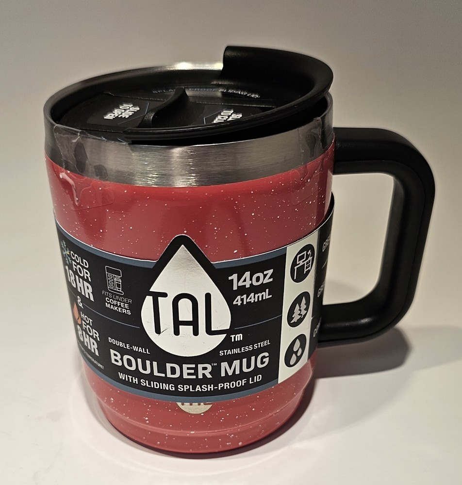 TAL 14oz Stainless Steel Boulder Coffee Mug Bright Pink Double-Walled SpillProof