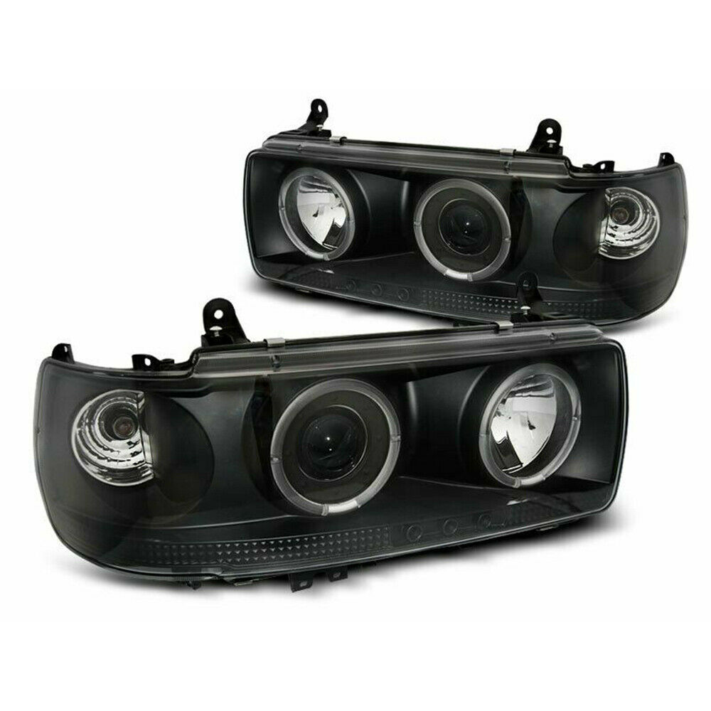 Toyota Land Cruiser 91-97 Smoked Black Angel Eye One-Piece Headlight Assembly