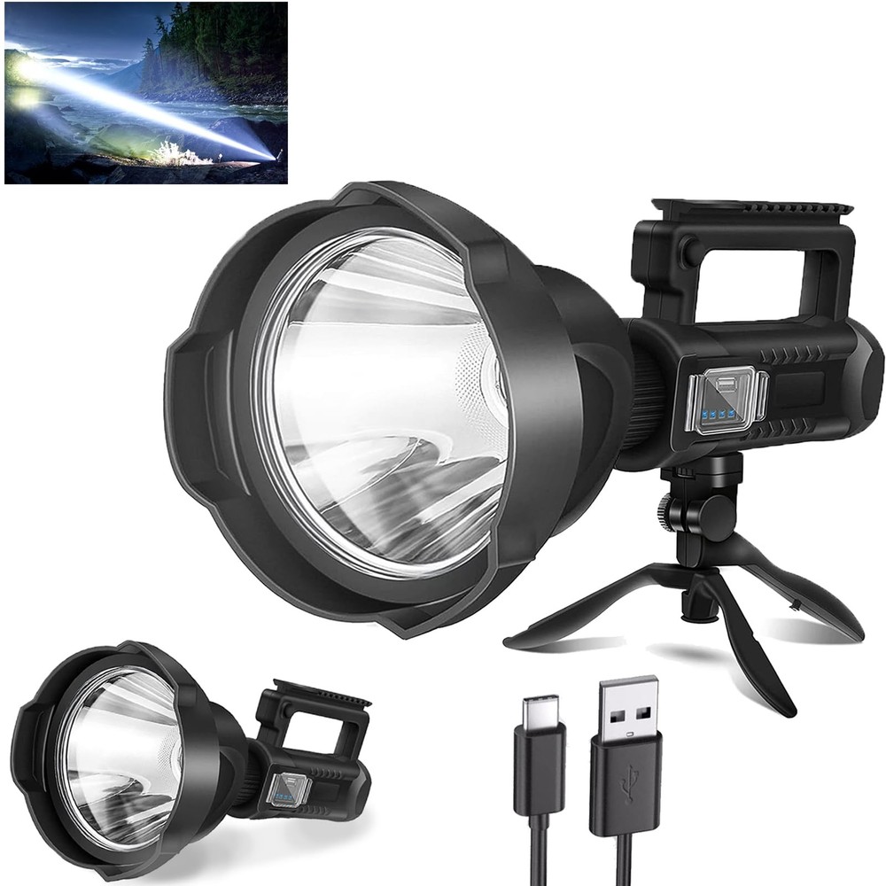 Rechargeable Spotlight, 3,000,000 Lumens Led Spot Lights Outdoor Handheld Sup...