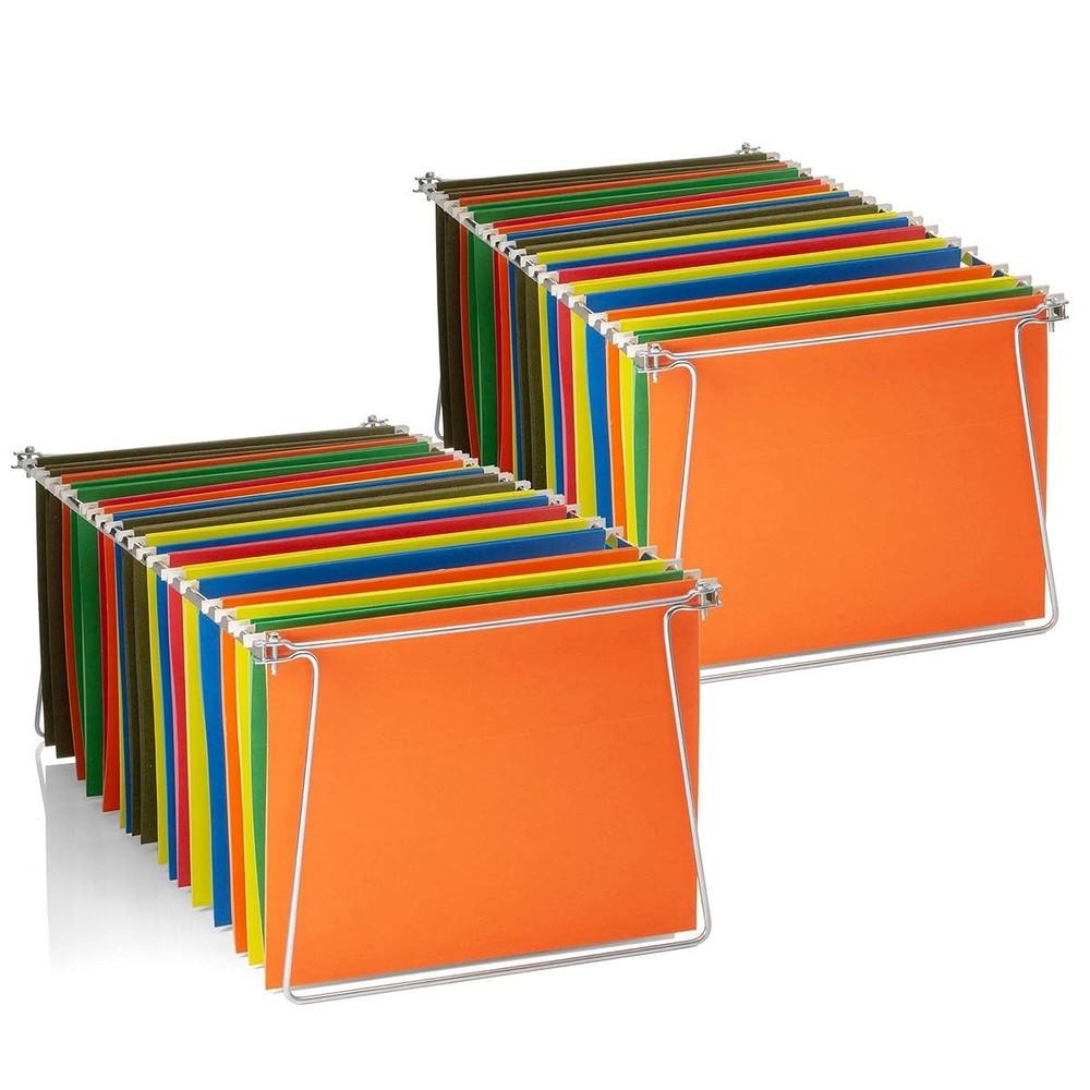 Hanging File Frame Letter Size Adjustable Steel Drawer Organizer Set of 2