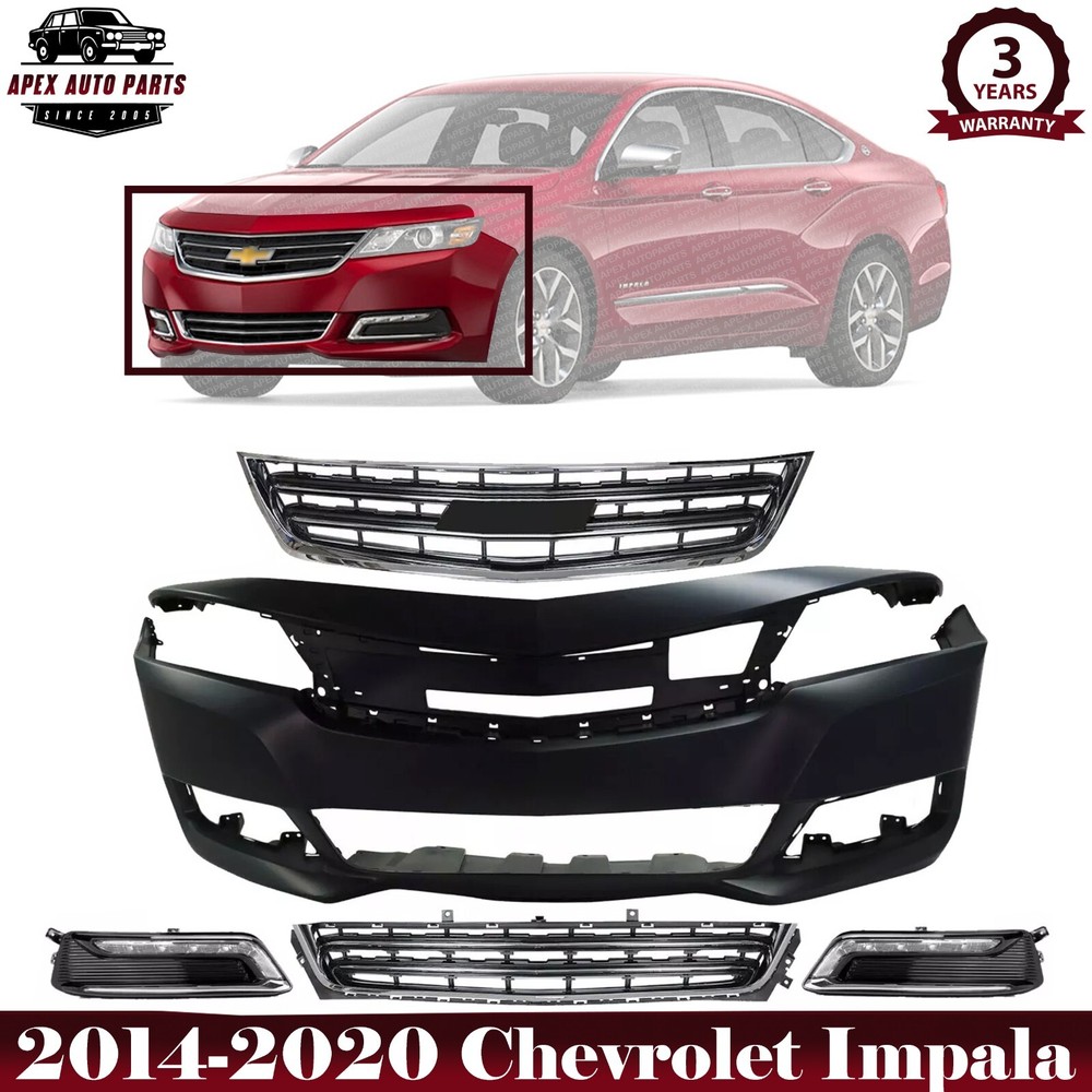 Bumper Cover Paintable & Grille Assembly Kit For 2014-2020 Chevrolet Impala
