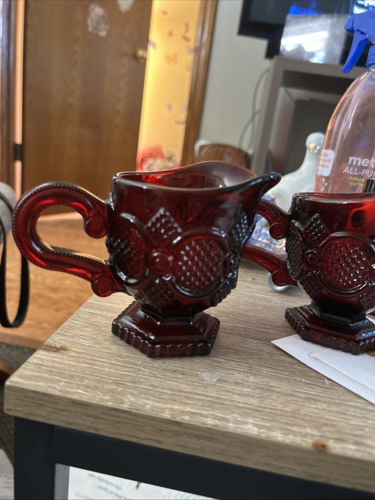 Vintage Avon Ruby Red Glass Cape Cod Collection Creamer