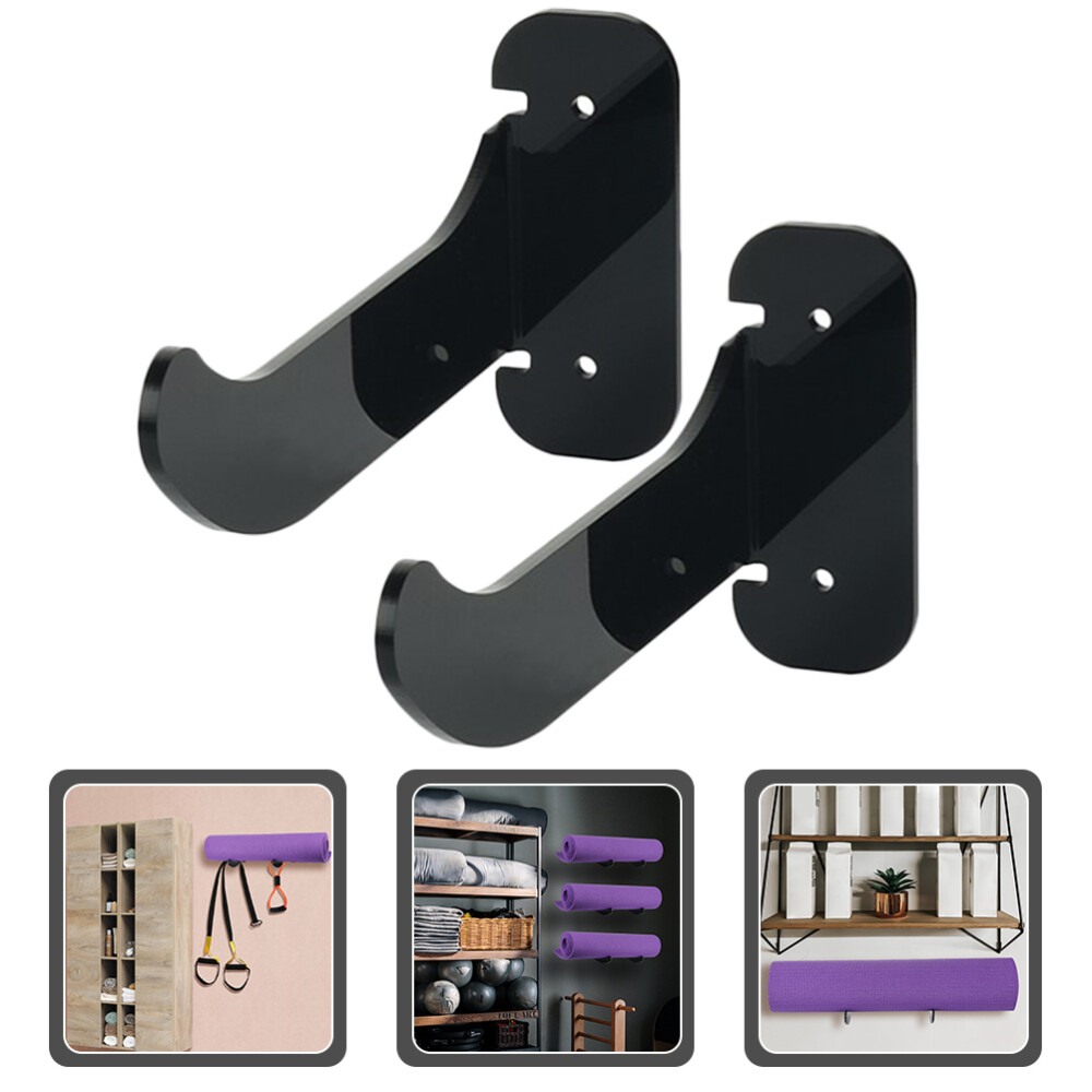2-Pack Waterproof Barbell Yoga Mat Holder Wall-Mounted Storage Rack for Fitness Equipment