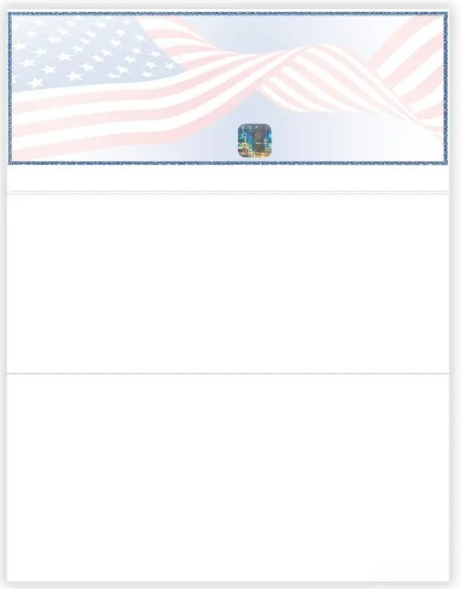 Blank Check Stock, with Hologram High Security, Top Voucher, American Flag +-image
