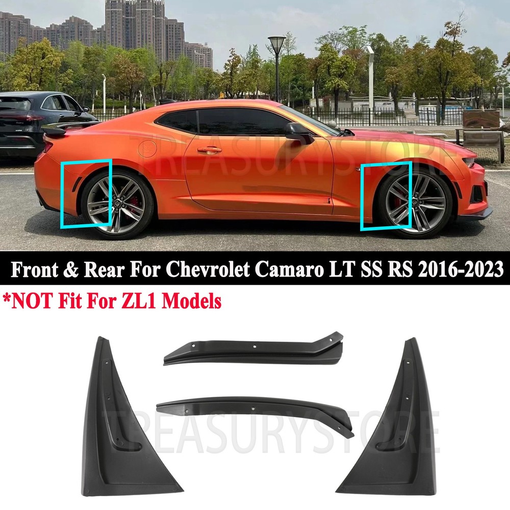 For Camaro SS LT RS 2016-2023 Matte Black Fron & Rear Splash Guard Mud Flaps Set