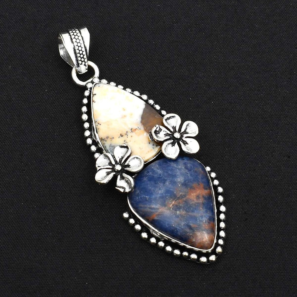 Dendrite Opal Sodalite Gemstone Pendant Jewelry Gift For Her 2.76