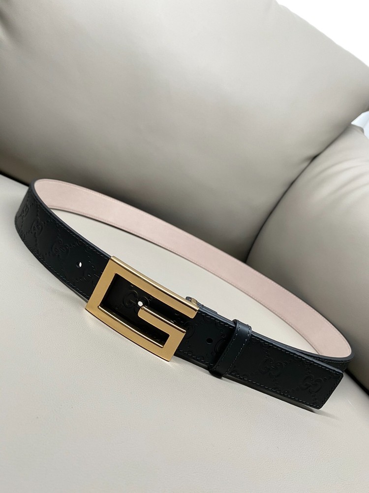 Authentic Gucci Leather Belt with Iconic GG Buckle