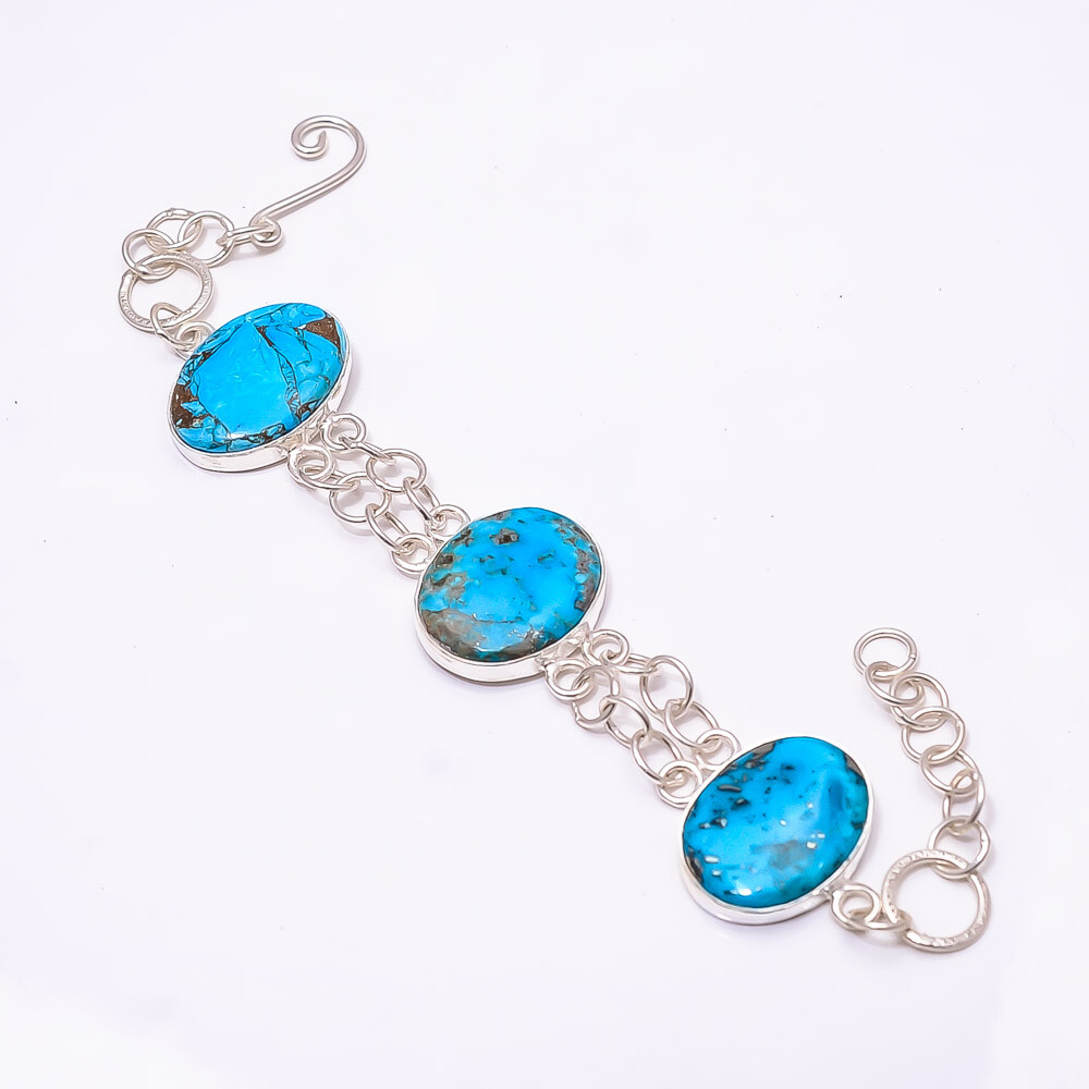 Persian Turquoise -Neyshaboor 925 Sterling Silver Adjustable Bracelet 7.99