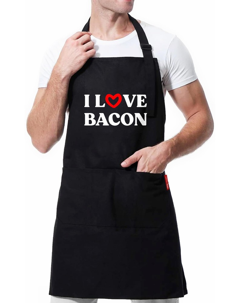 Cooking Apron for Men - I LOVE BACON - Birthday Gifts for Dad Men Brother Boy...