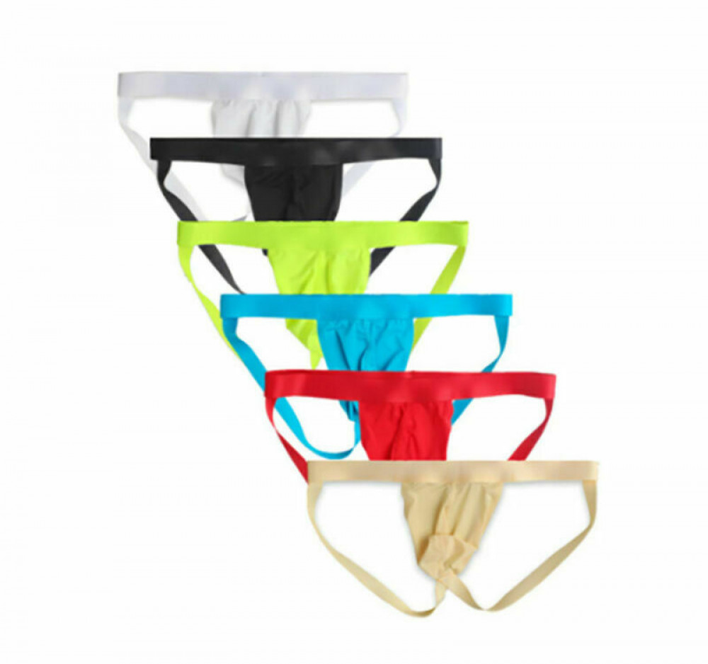 Men's Jockstrap G-String Sexy Low-rise Underwear Ice Silk Pouch Panties Thongs