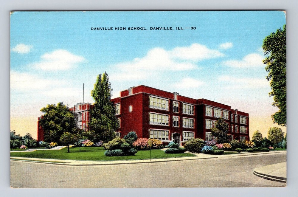 Vintage Danville High School IL antique souvenir postcard