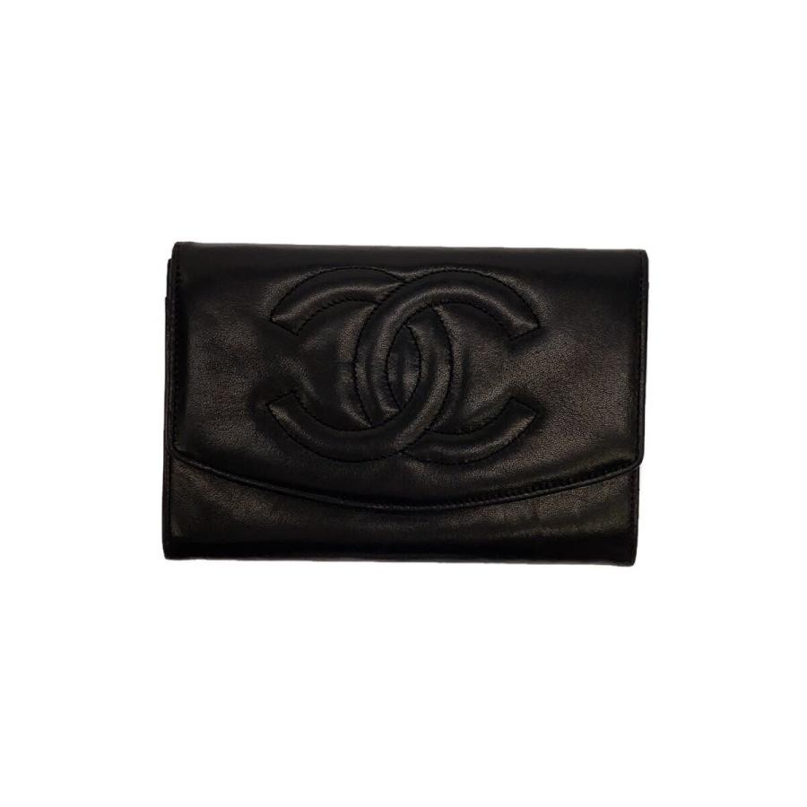 CHANEL Black Leather Womens Wallet Authentic Japan Import