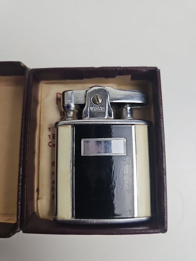 RONSON WINDGUARD WINDSHIELD WHIRLWIND VINTAGE LIGHTER ENAMEL BOX PAPER