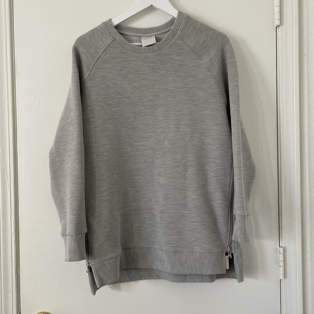 Varley Manning Sweatshirt Women’s Large Light Grey Raglan Pullover With Zippers